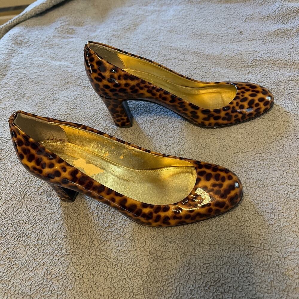 J. Crew Leopard Print Patent Leather Heels Pumps 5.5 Made in Italy Unique Preppy - Picture 2 of 15